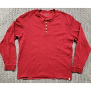 Burt's Bees Baby Henley Shirt Mens Size XL Red Pullover Cotton‎ Blend Layer Work